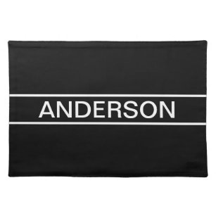 Customisable Text   Bold Modern Black & White Placemat