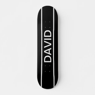 Customisable Text   Bold Modern Black & White Skateboard