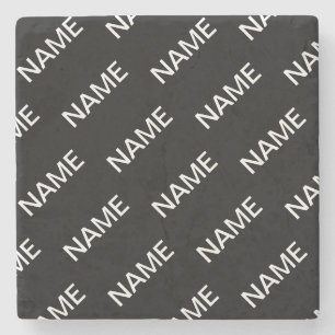 Customisable Text   Bold Modern Black & White Stone Coaster