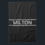 Customisable Text | Bold Modern Black & White Tea Towel<br><div class="desc">Bold contemporary look.</div>