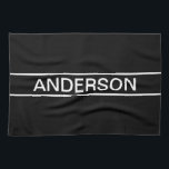 Customisable Text | Bold Modern Black & White Tea Towel<br><div class="desc">Bold contemporary look.</div>