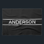 Customisable Text | Bold Modern Black & White Tea Towel<br><div class="desc">Bold contemporary look.</div>