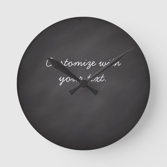Customisable text chalkboard round clock (Front)