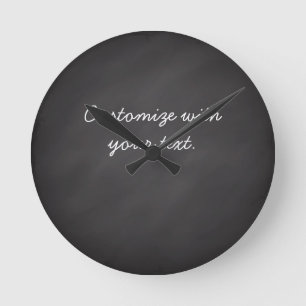 Customisable text chalkboard round clock