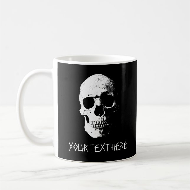 Customisable Text&Design Template Skull Halloween Coffee Mug (Left)