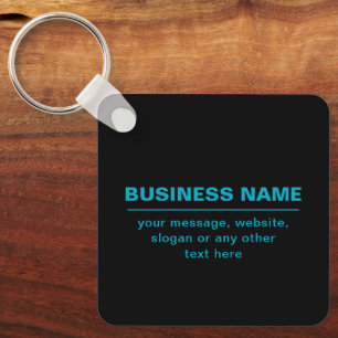 Customisable Text for Business Etc. Editable Black Key Ring