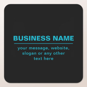 Customisable Text for Business Etc. Editable Black Square Sticker
