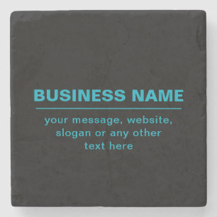 Customisable Text for Business Etc. Editable Black Stone Coaster