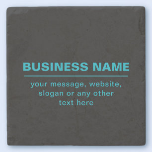 Customisable Text for Business Etc. Editable Black Stone Coaster