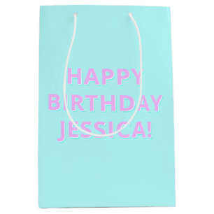 Customisable Text Happy Birthday to Any Name Medium Gift Bag