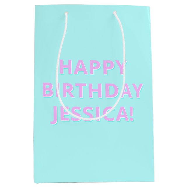Customisable Text Happy Birthday to Any Name Medium Gift Bag (Front)