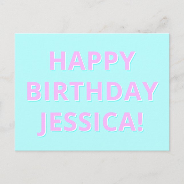 Customisable Text Happy Birthday to Any Name Postcard (Front)