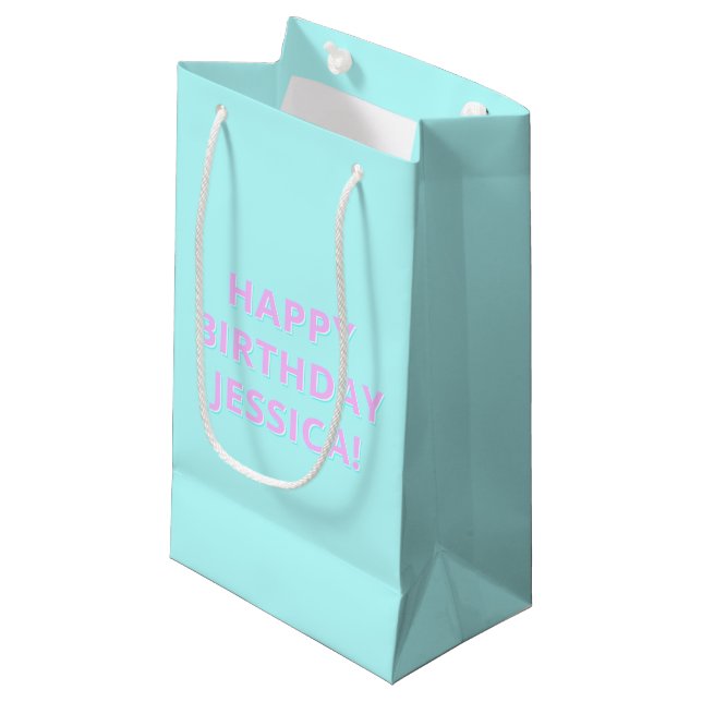 Customisable Text Happy Birthday to Any Name Small Gift Bag (Front Angled)