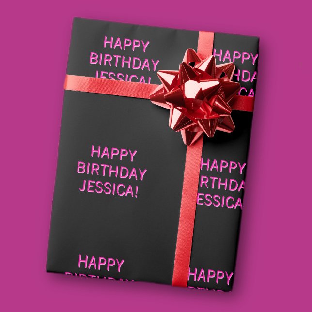 Customisable Text Happy Birthday to Any Name Wrapping Paper (Creator Uploaded)