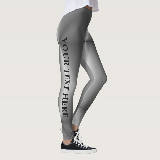 Customisable Text Name Modern Womens Silver Look Leggings (Right)