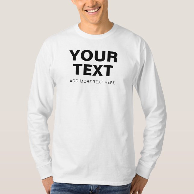 Customisable Text Name Photo Mens Modern Template T-Shirt (Front)