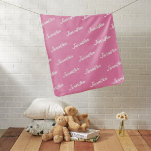 Customisable Text Name Surname Pink Template Baby Blanket
