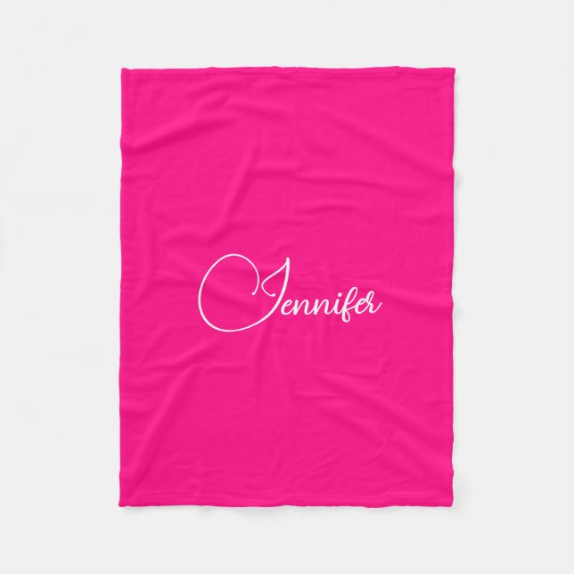 Customisable Text Names Wow Pink Template Fleece Blanket (Front)