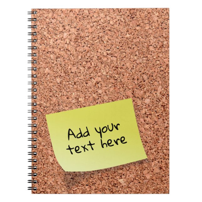 Customisable Text on Post It on Cork Board Notebook (Front)