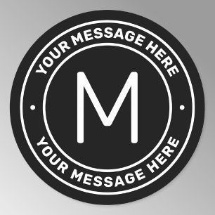 Customisable Text Template    Black & White Classic Round Sticker