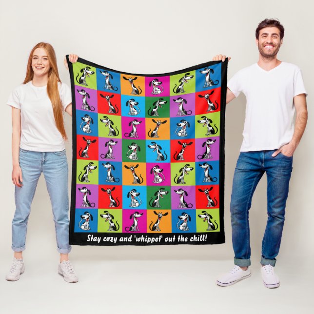 Customisable text Whippet Wonderland Cosy Fleece Blanket (In Situ)