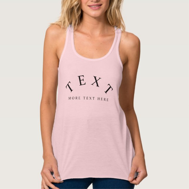 Customisable Text Womens Flowy Racerback Soft Pink Singlet (Front)