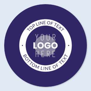 Customisable Text & Your Logo Dark Blue Purple Classic Round Sticker