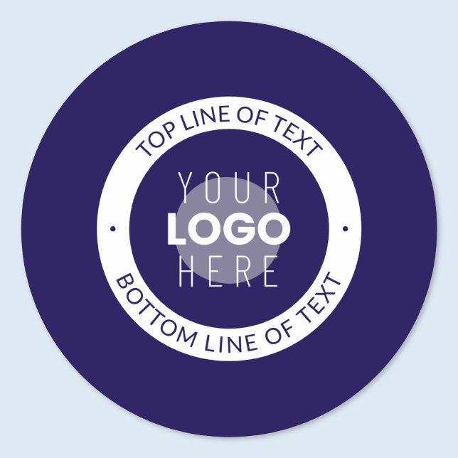 Customisable Text & Your Logo | Dark Blue Purple Classic Round Sticker (Creator Uploaded)