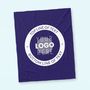 Customisable Text & Your Logo   Dark Blue Purple Fleece Blanket