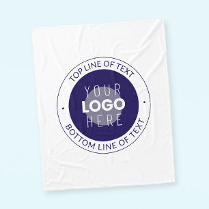 Customisable Text & Your Logo Dark Blue Purple Fleece Blanket