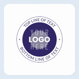 Customisable Text & Your Logo Dark Blue Purple Square Sticker