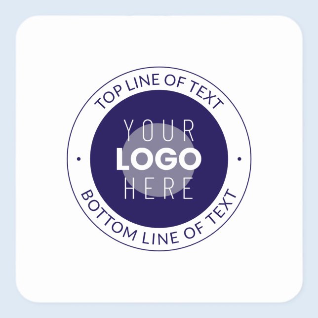 Customisable Text & Your Logo | Dark Blue Purple Square Sticker (Creator Uploaded)