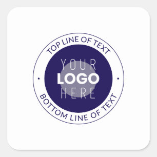 Customisable Text & Your Logo   Dark Blue Purple Square Sticker