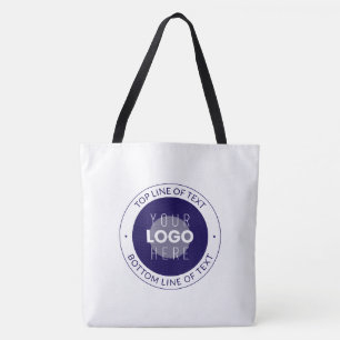 Customisable Text & Your Logo   Dark Blue Purple Tote Bag