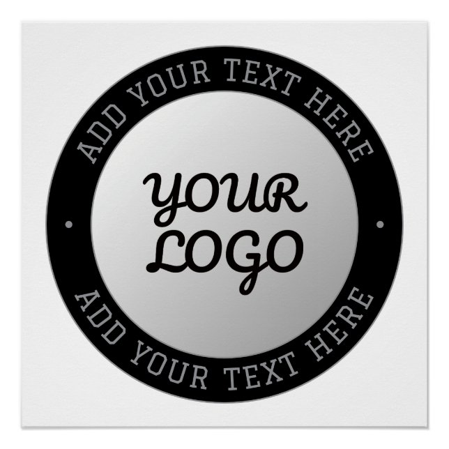 Customisable Text & Your Logo | Grey Gradient Poster (Front)