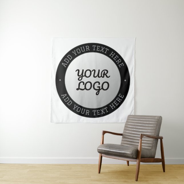Customisable Text & Your Logo | Grey Gradient Tapestry (In Situ)