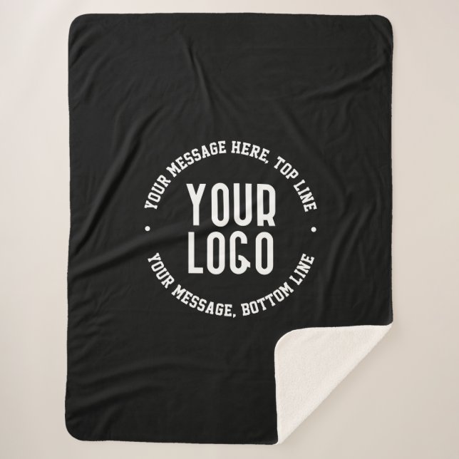 Customisable Text & Your Uploaded Logo or Image   Sherpa Blanket (Front)