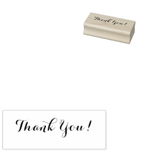 Customisable Thank You  1.4" x 0.4" Wood Art Rubber Stamp