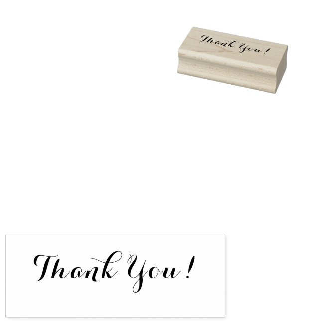 Customisable Thank You  1.4" x 0.4" Wood Art Rubber Stamp (Stamped)
