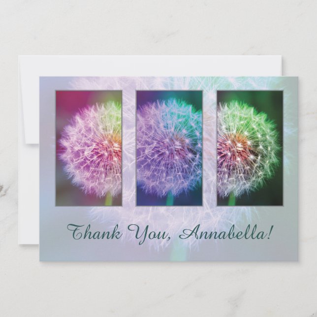 Customisable Thank You Card | Colourful Dandelions (Front)