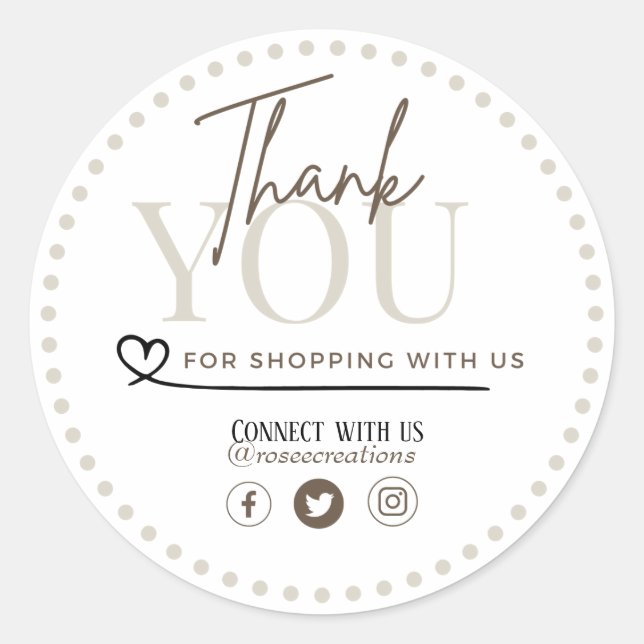 Customisable Thank you for shopping with us Classic Round Sticker (Front)