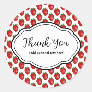 Customisable Thank You Sticker Strawberries