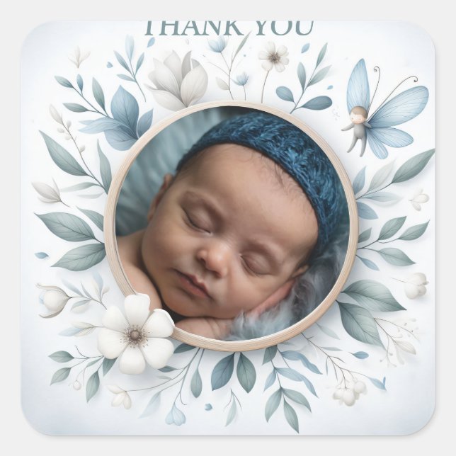 Customisable "Thank You" Stickers with Fairy Frame (Front)