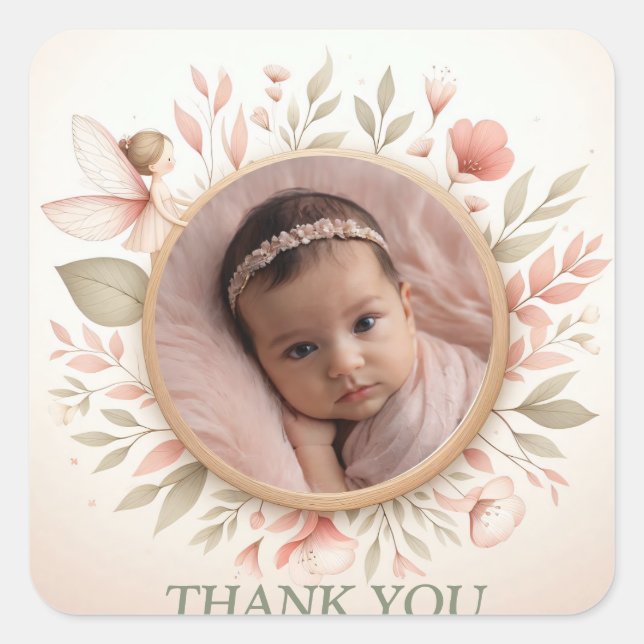 Customisable "Thank You" Stickers with Fairy Frame (Front)