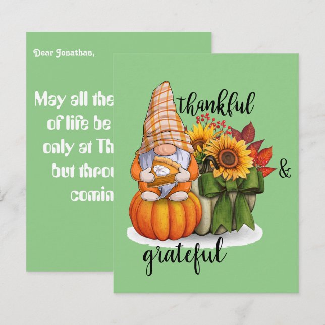 Customisable thanksgiving note card (Front/Back)