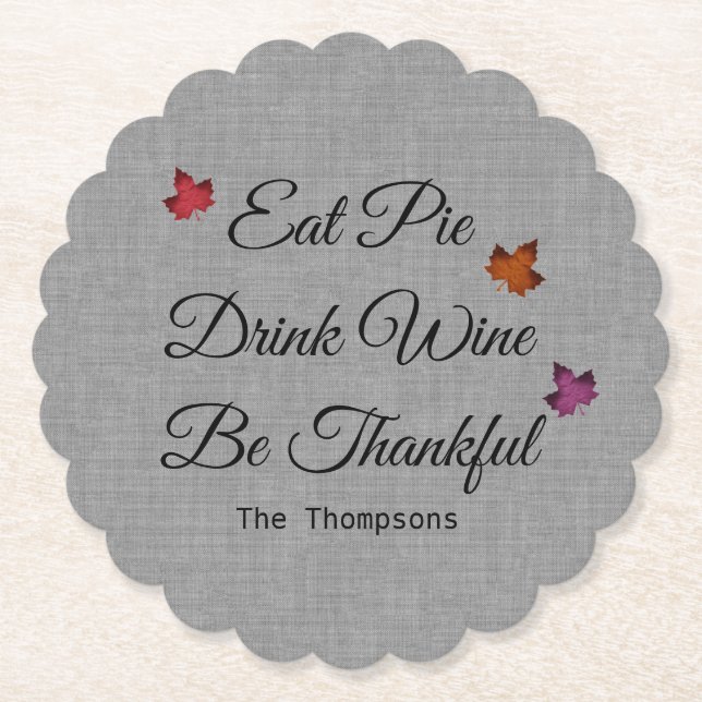 Customisable Thanksgiving Paper Coaster (Front)