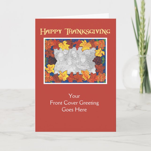 Customisable Thanksgiving Photo Card - Foliage (Front)