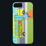Customisable the Catching School Bus iPhone 7 Case<br><div class="desc">Hey! Wait for me! This Customisable Catching the School Bus Cartoon iPhone 6 Case will get your day off to a great start. It features a cartoon drawing of a child carrying a red, plaid lunchbox while making a mad dash for the school bus. The child is wearing royal blue...</div>