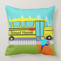 Customisable the Catching School Bus Throw Pillow