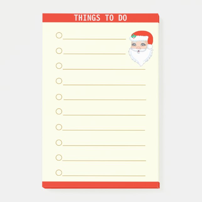 Customisable Things To Do & Santa Claus Post-it Notes (Front)